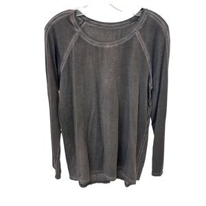 Lululemon Emerald Faded Wash Long Sleeve Shirt Gray Raglan Yoga Top Size 10